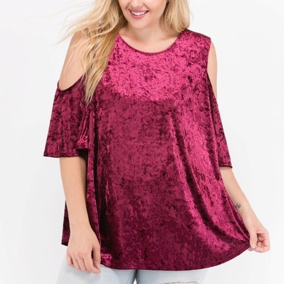 1x-3x New Plus Size Crush Velvet Swing Top - Picture 6 of 6